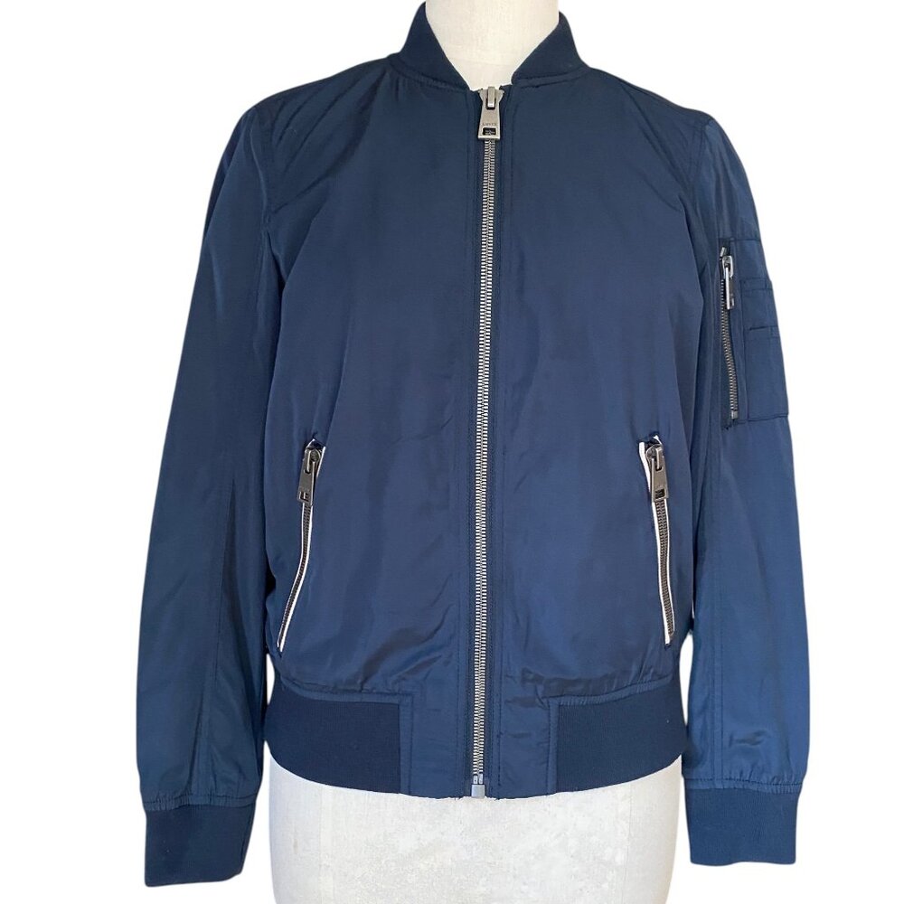 Levis Flight Bomber Wm Jacket Blue Sleeve Utility Pockets Retro Lightweight-S